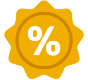 Gold percent back icon